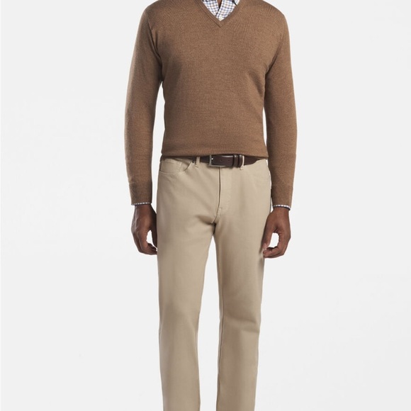 Peter Millar Brown V-Neck Sweater Sz Medium Merino Wool - Picture 13 of 14